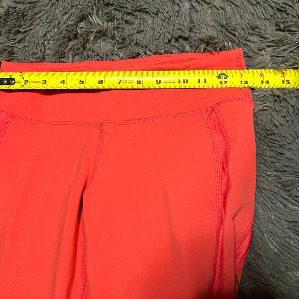 Alo Yoga Leggings‎ Coral XS Cropped Mesh Detail Pocket Logo READ